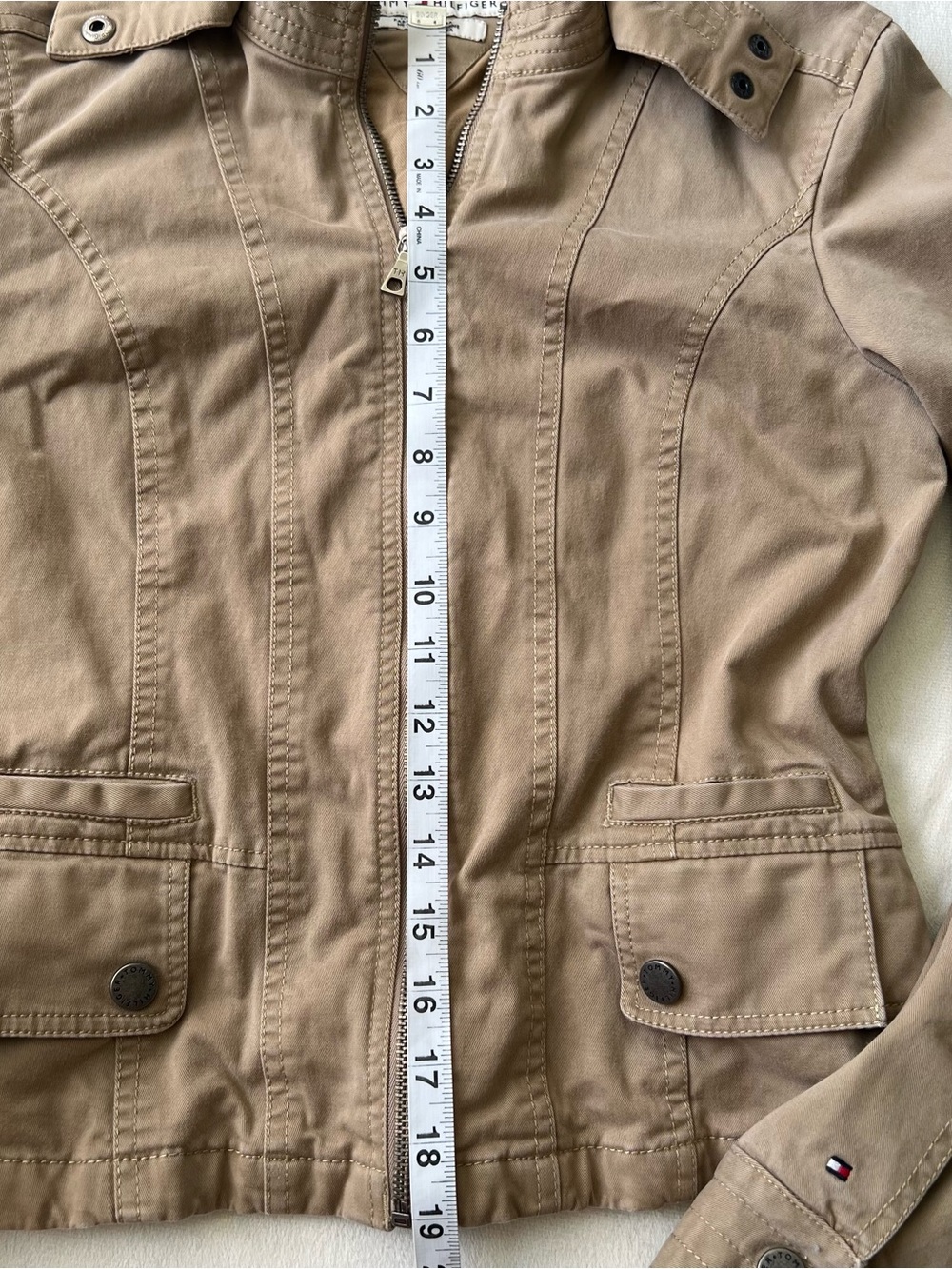 Tommy Hilfiger Khaki Hooded Jacket Y2k Quiet Luxury Band Size Sm Lined - Picture 7 of 11